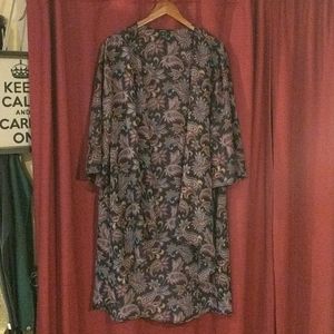 Plus Size Kimono Burgundy Flowers 2X